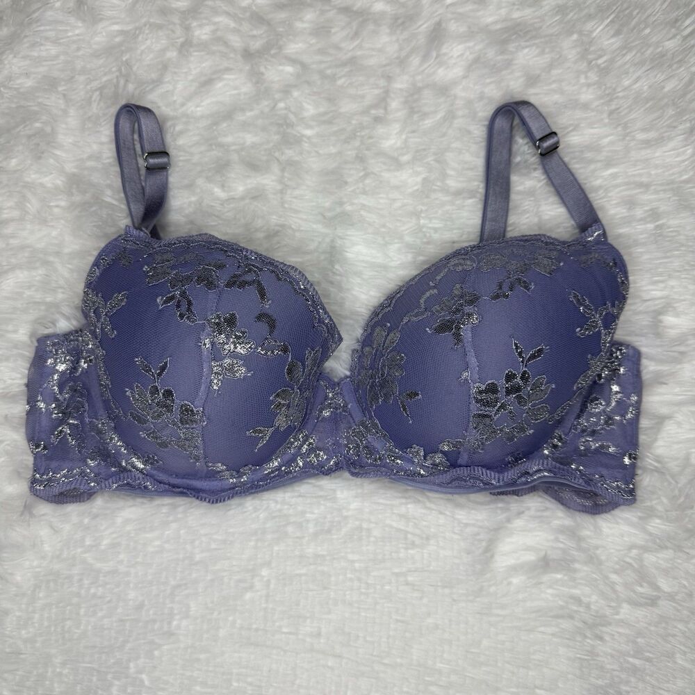 Victorias Secret 34D Bra Purple Dream Angels Lined Demi Underwire